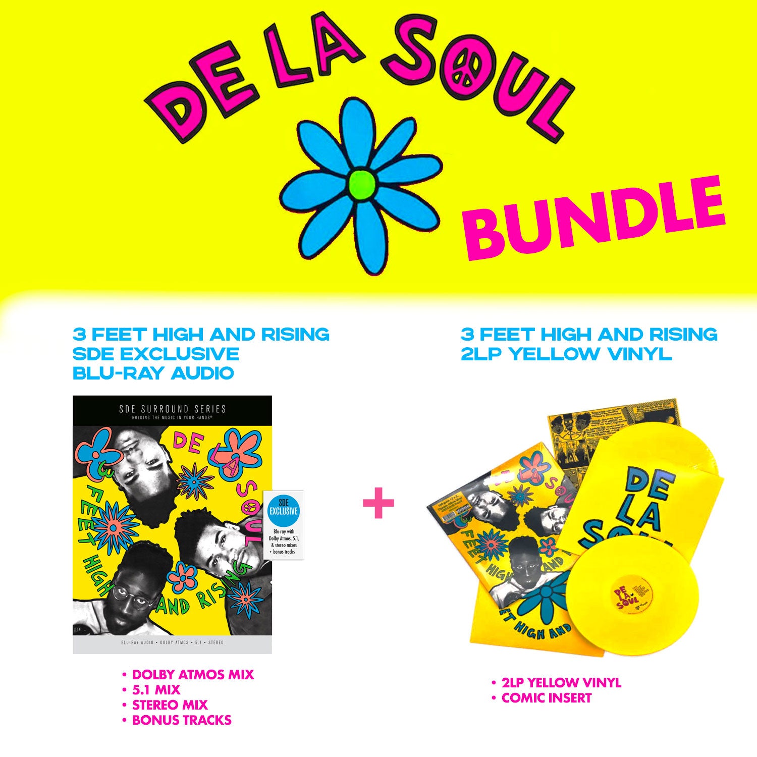 De La Soul / 3 Feet High and Rising BUNDLE: SDE blu-ray + 2LP yellow vinyl
