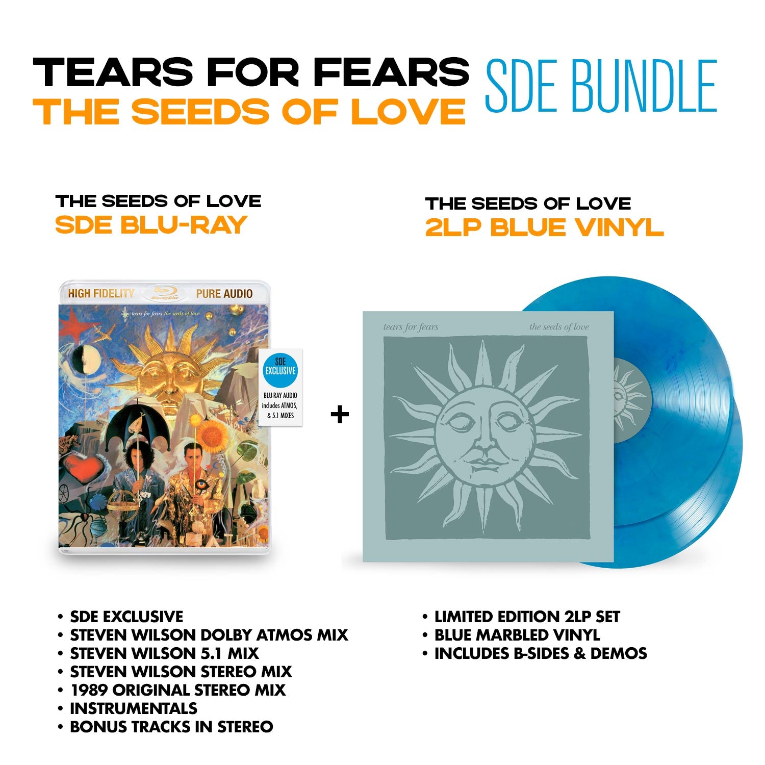 BUNDLE: Tears For Fears / The Seeds of Love SDE Blu-ray + 2LP blue vinyl