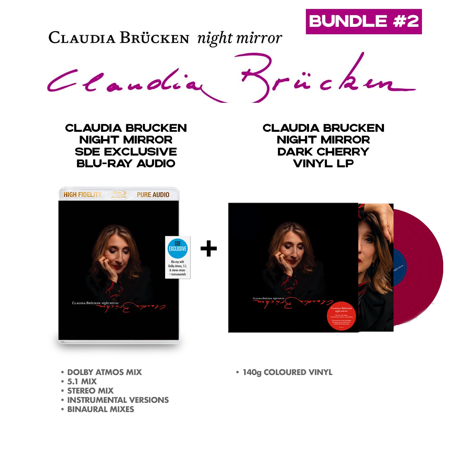 Claudia Brücken / Night Mirror SDE exclusive blu-ray audio + dark cherry vinyl LP
