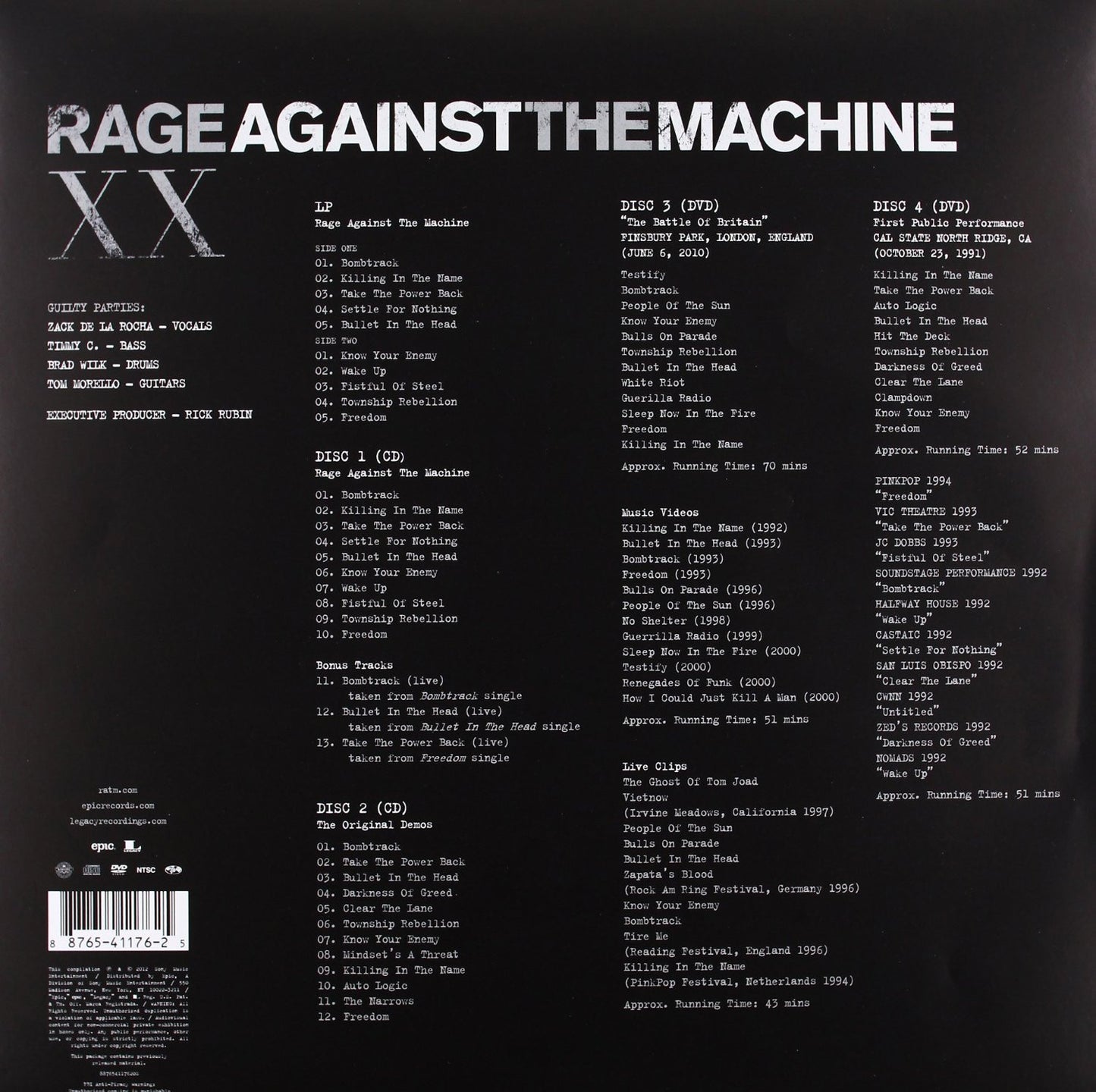 Rage Against The Machine XX deluxe box