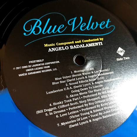 Angelo Badalamenti / Blue Velvet blue/black 'split' coloured vinyl LP
