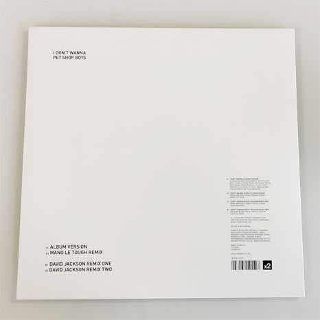 Pet Shop Boys / I Don't Wanna 12-inch vinyl single